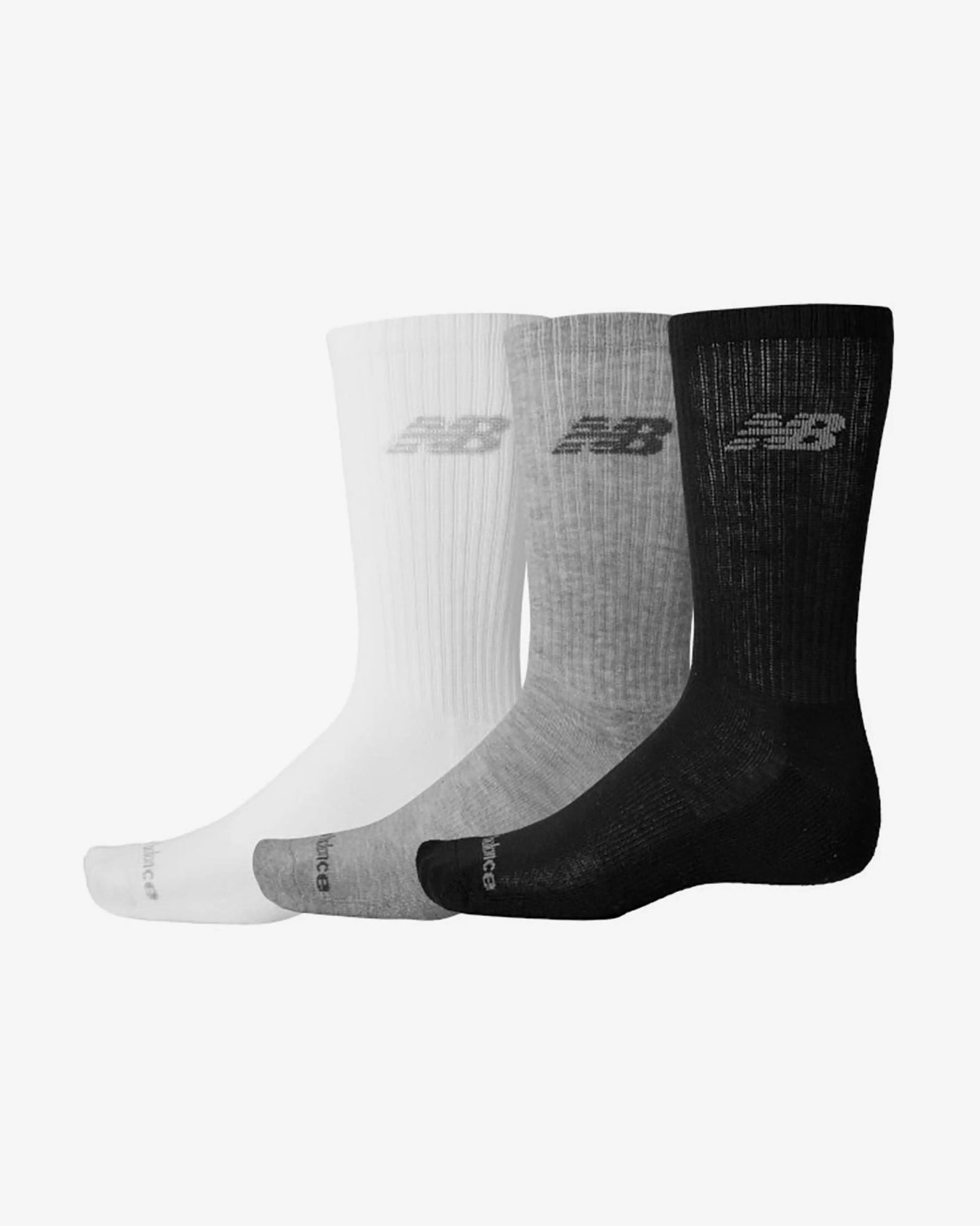 NEW BALANCE Cushioned Crew Socks 3-Pack - White/Grey/Black