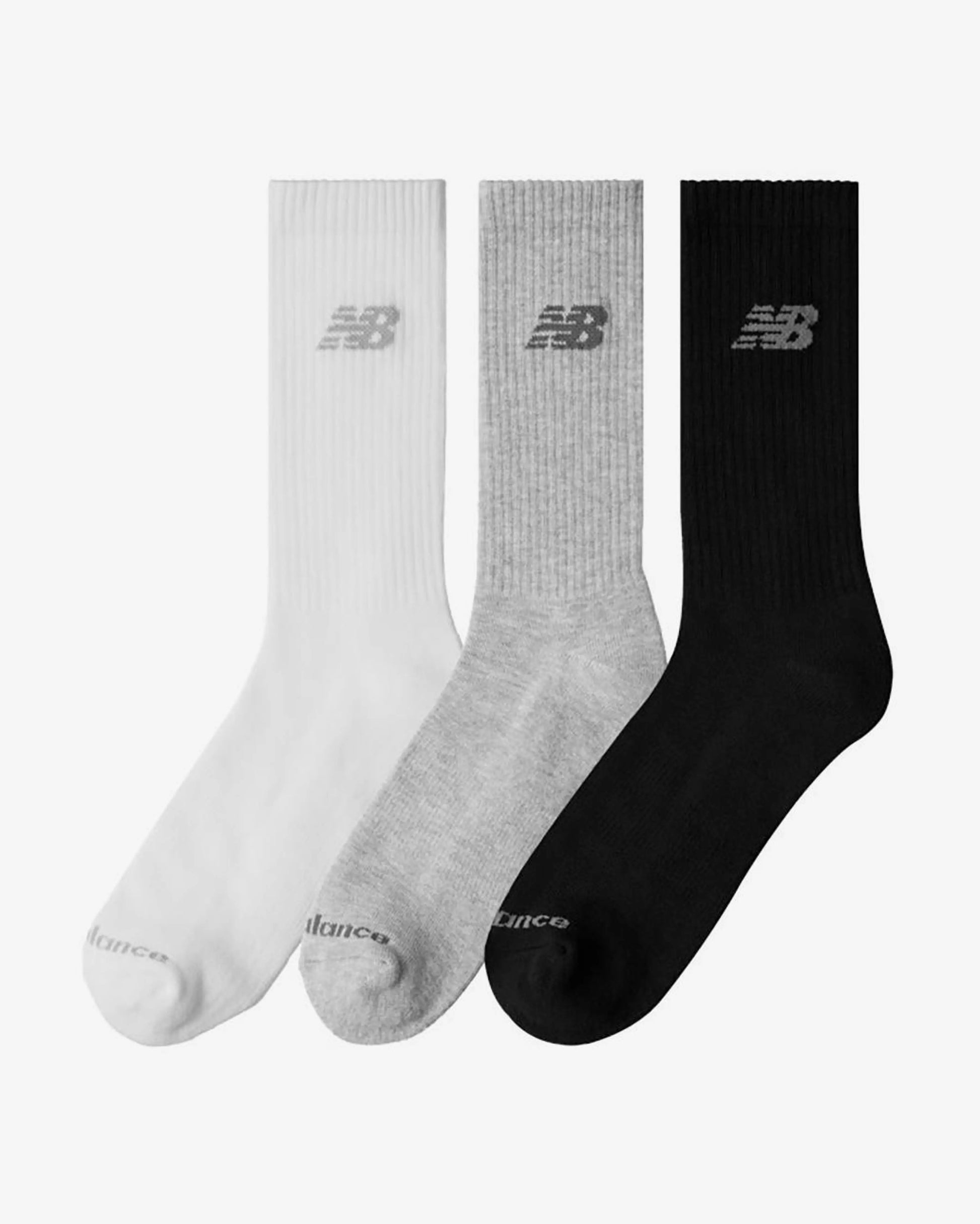NEW BALANCE Cushioned Crew Socks 3-Pack - White/Grey/Black