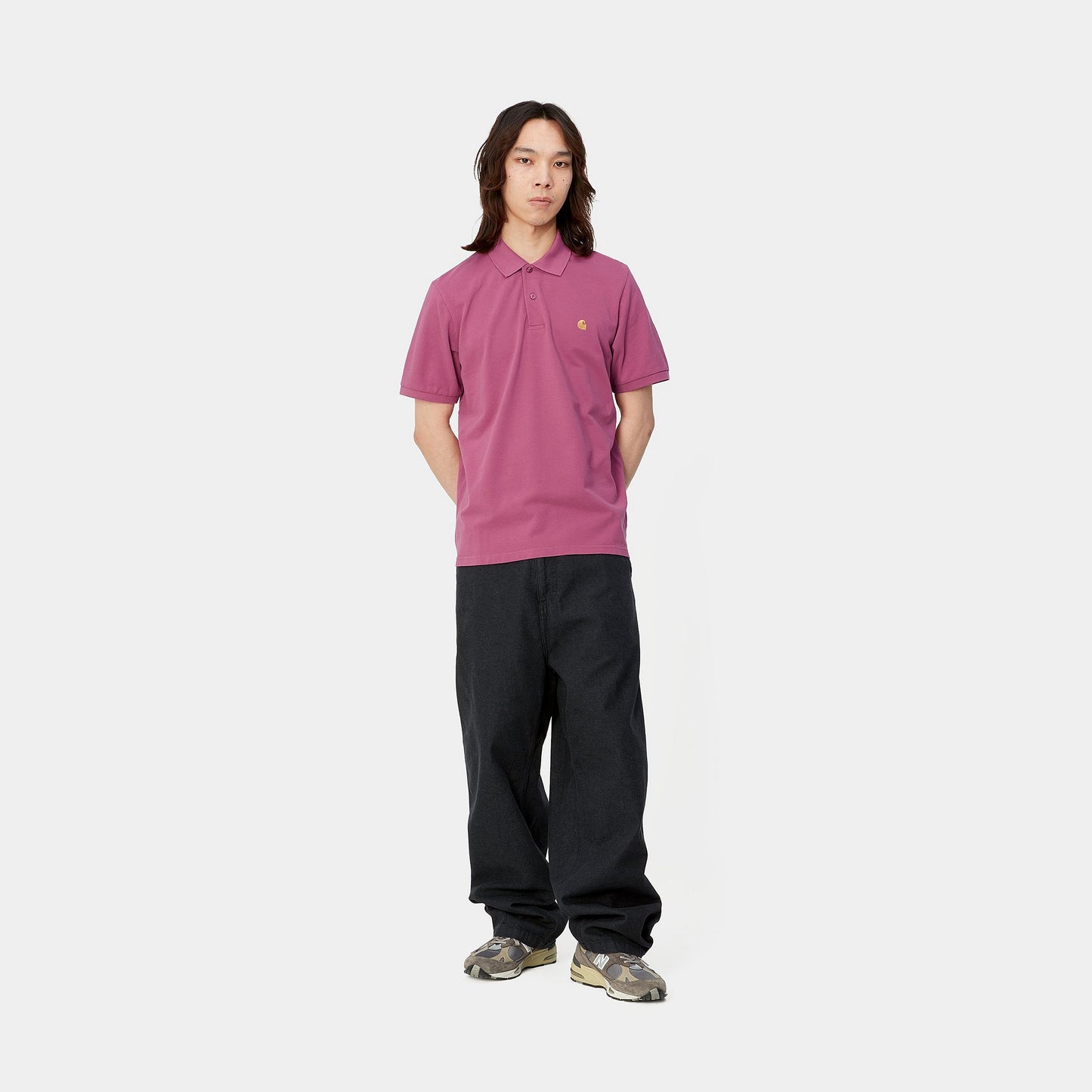 CARHARTT WIP S/S Chase Pique Polo - Magenta/Gold