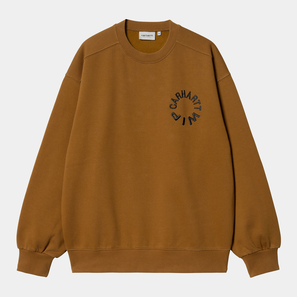 CARHARTT WIP WORK VARSITY SWEAT - Deep Hamilton Brown Black (Stone Washed)