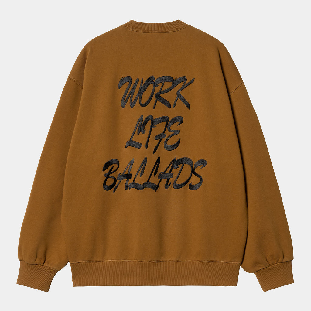 CARHARTT WIP WORK VARSITY SWEAT - Deep Hamilton Brown Black (Stone Washed)