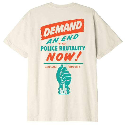 OBEY END POLICE BRUTALITY ORGANIC SS TEE - Cream