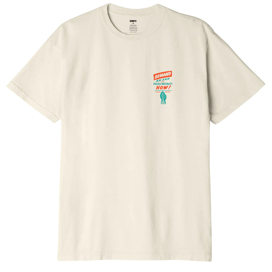 OBEY END POLICE BRUTALITY ORGANIC SS TEE - Cream