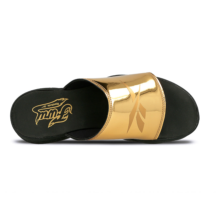 REEBOK FURY SLIDE MAGIC HOUR - GOLD MET / BLACK WHITE freeshipping - FREESTYLE LLORET