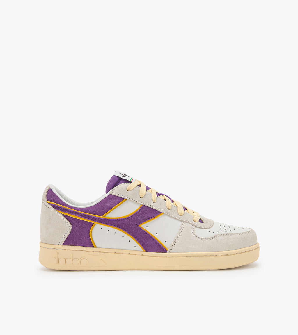 DIADORA MAGIC BASKET LOW SUEDE LEATHER - White Deep Lavander Viole
