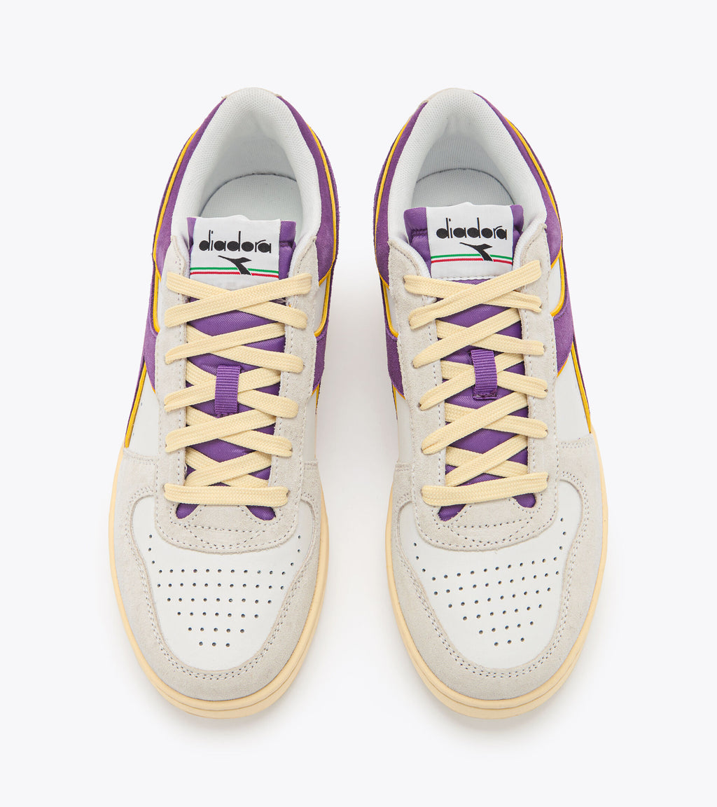 DIADORA MAGIC BASKET LOW SUEDE LEATHER - White Deep Lavander Viole